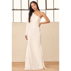 Lulus Promise My Forever Sequence One Shoulder Mermaid Maxi Dress S